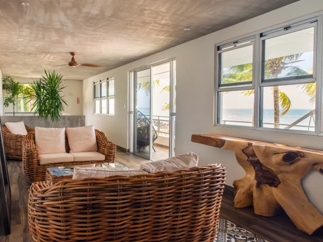 lounge area of our hotel with an ocean view