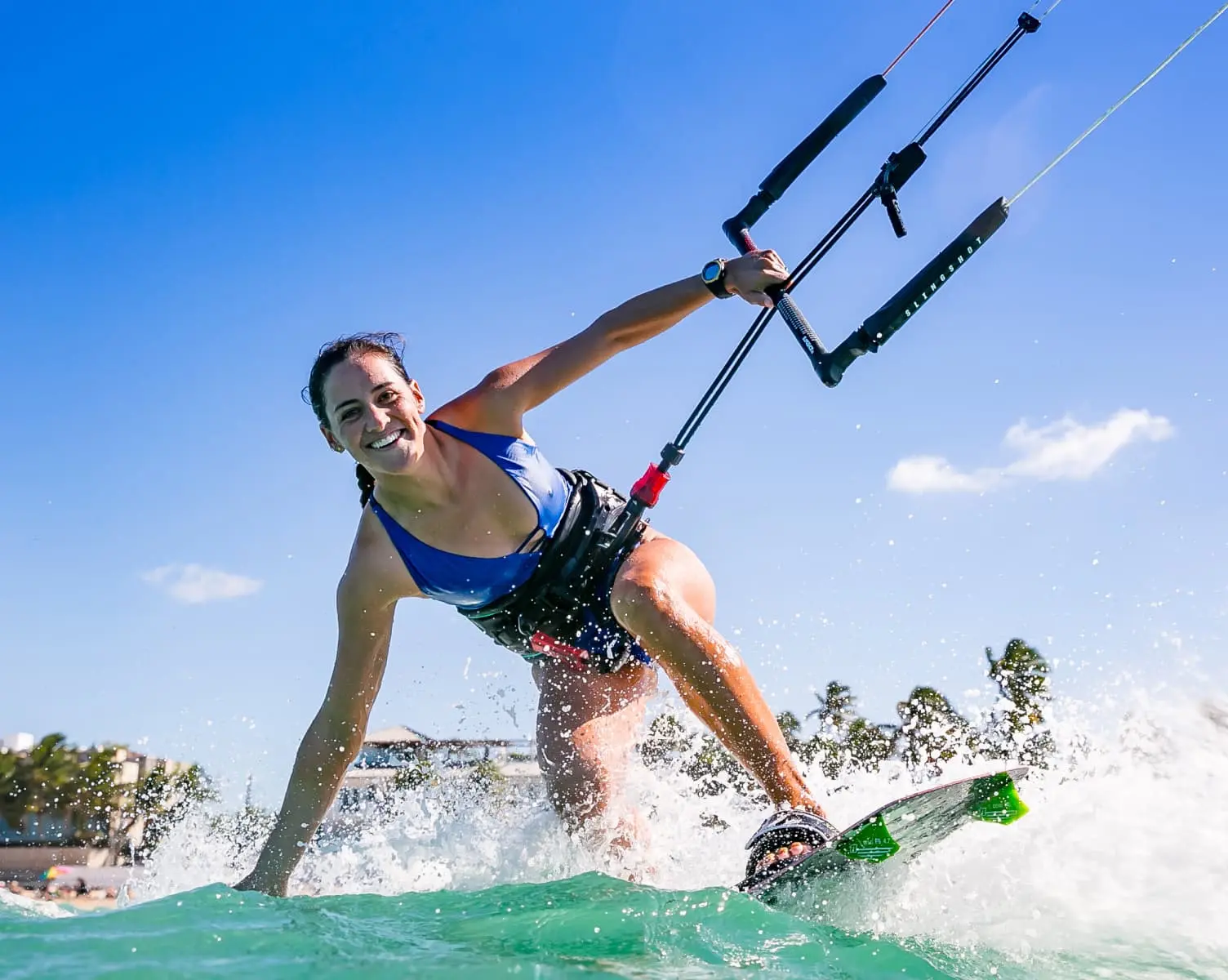 a kitesurfer on the water