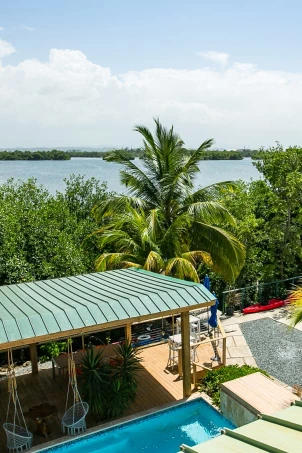 a view of the lagoon from the side of the pool