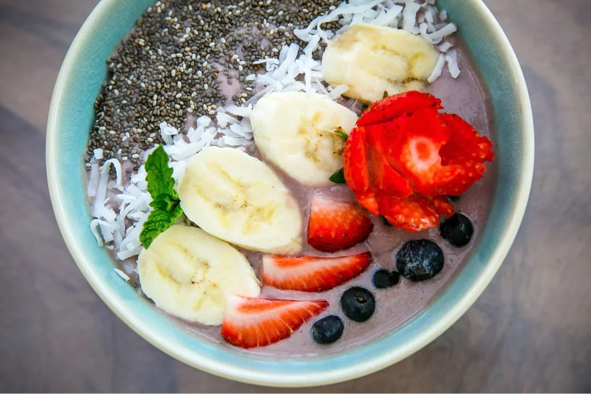 an acai bowl with fruit